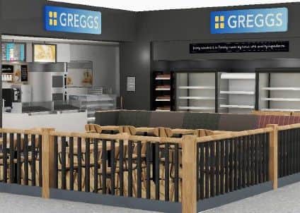 How the new Greggs at Newcastle International Airport will look.