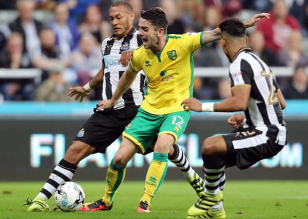Norwich City's Robbie Brady wins a penalty at Newcastle United earlier this season