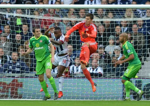 Oops. Sunderland keeper Costel Pantilimon drops a cross to allow Saido Berahino to fire home West Brom's winner in last season's meeting at The Hawthorns. Picture by Frank Reid