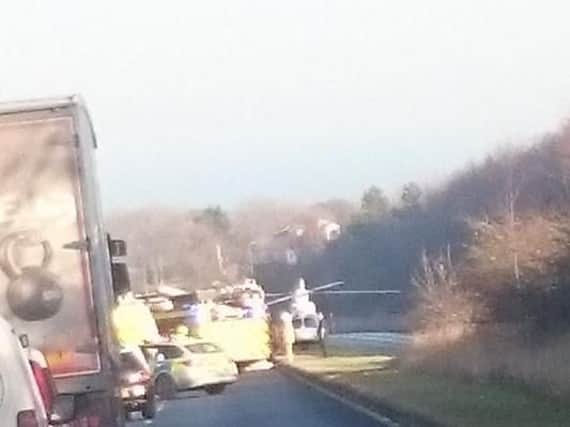 Emergency services at the scene of the crash. Pic by Katherine Cartwright.