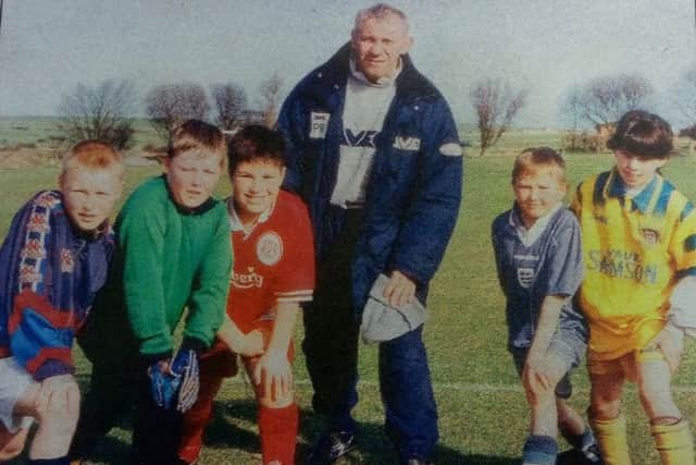Peter Reid with some of the Ryhope players.