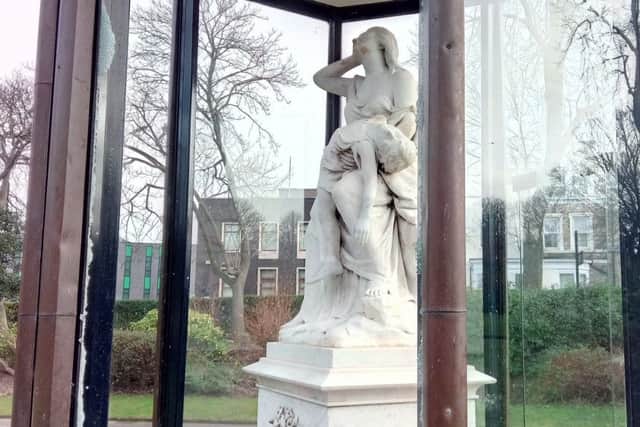 Damage to the Victoria Hall memorial in Mowbray Park, Sunderland.