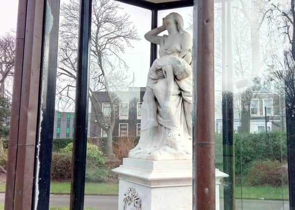 Damage to the Victoria Hall memorial in Mowbray Park, Sunderland.
