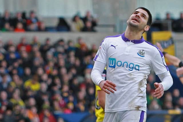 Aleksandar Mitrovic curses his luck after his penalty is saved by Oxford keeper Simon Eastwood. Picture by Gareth Williams/AHPIX.com.