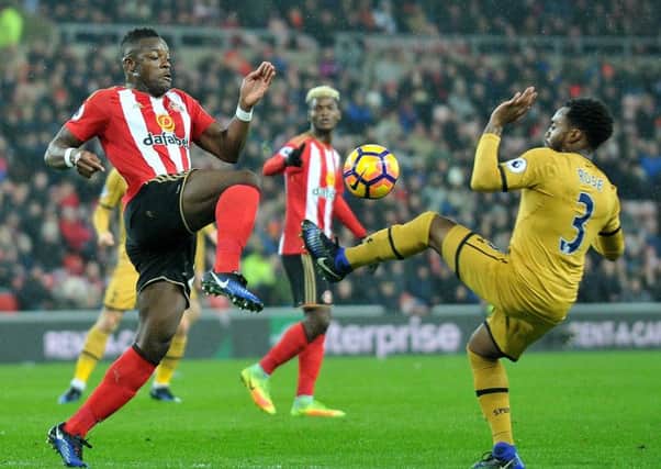 Lamine Kone and Didier Ndong in action against Spurs