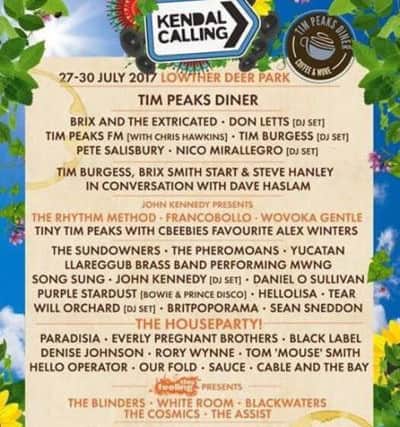 Tom's name on the Kendal Calling bill.