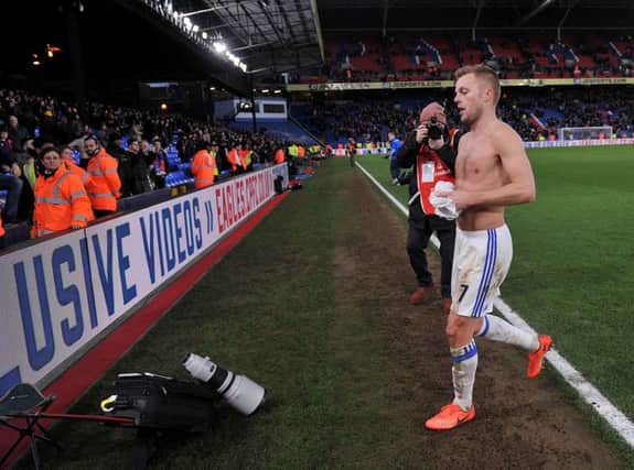Seb Larsson throws his shirt into the fans at the end of the game