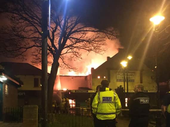 Hundreds of people turned out to watch the blaze in Southwick, which started on Friday.