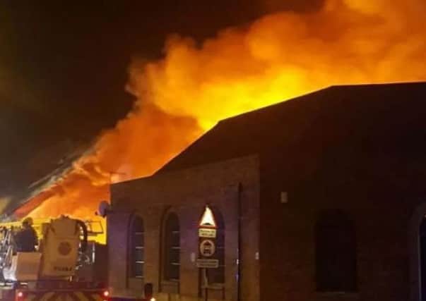 Fire at the former bingo hall site in Southwick on Friday, February 3, 2017.