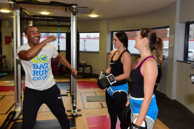 Olympian Colin Jackson taking part in a fitness session at the Sunderand Aquatic Centre on Wednesday, as part of the Sunderland Go Dad Run, which takes place in April.