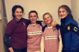 Horden and Peterlee Rugby Club young players Ellie Pigford, Maddie Craggs, Jasmine Hendon and Dannah Ryan.