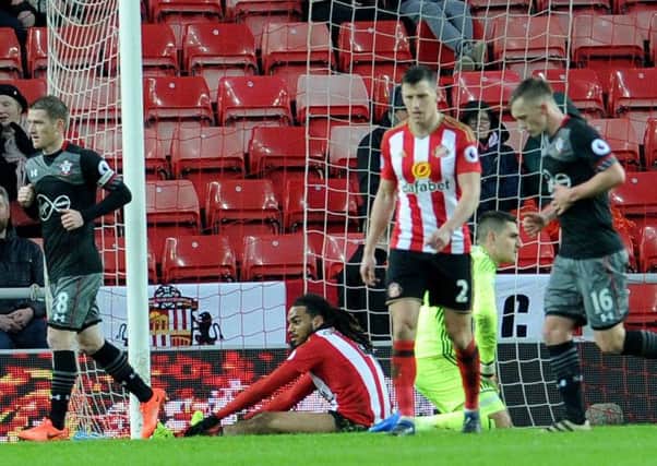 Jason Denayer curses his luck after conceding an own goal to make it 3-0 to Southampton. Picture by Frank Reid