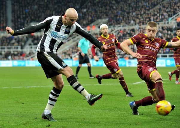 Jonjo Shelvey drives in a shot in Newcastle's recent 2-2 draw with QPR. Picture by Frank Reid