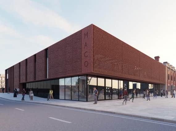 Artist's impression of how the new auditorium will look from the corner of Dun Cow Street