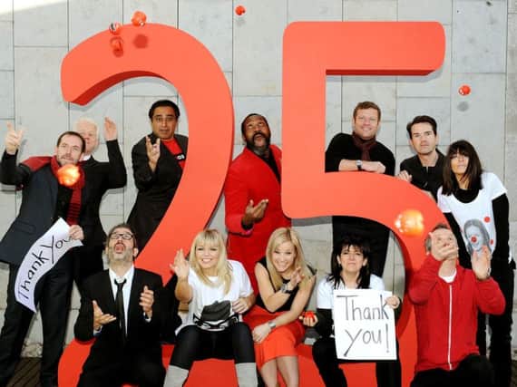Veterans of the Comic Relief charity fund celebrate 25 years of Red Nose Day, at a photocall in central London. Picture: PA.