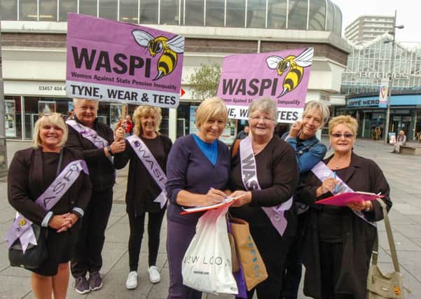 Some of the members of the Newcastle, Wear and Tees group of  Women Against State Pension Inequality (WASPI).