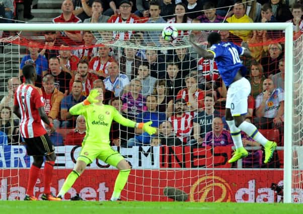 Romelu Lukaku rises unchallenged to head home his second goal in Everton's 3-0 win at Sunderland in September. The sides meet again this weekend. Picture by Frank Reid