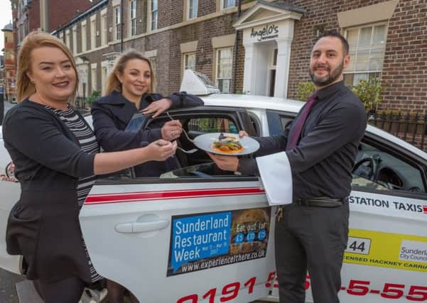 Natalie Bland of Station Taxis, Gemma Dishman of Sunderland BID and Federico Trulli of Angelos.