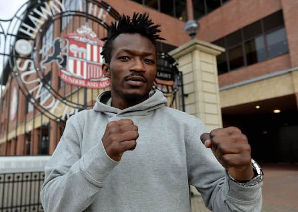 Boxer Thomas Essomba outside of the Stadium of Light, the home of Sunderland AFC . Picture by FRANK REID