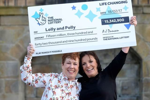 Â£15,342,900 Lottery winners Lorraine Smith (Lolly) (left) and Paula Barraclough (Polly). Picture by FRANK REID