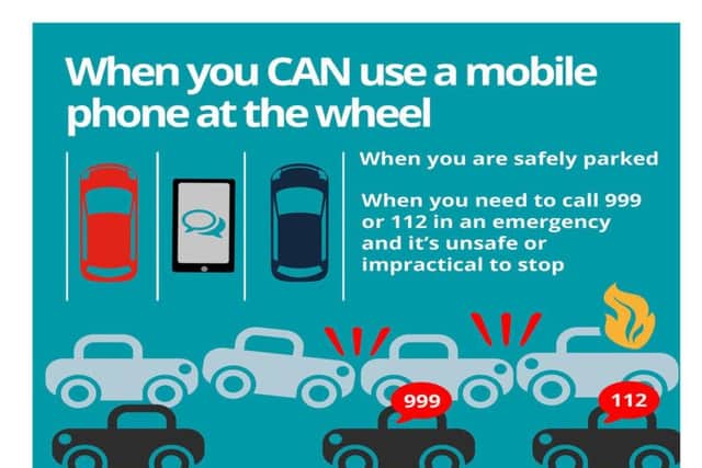 When you can use a mobile phone while driving. Image: National Accident Helpline.
