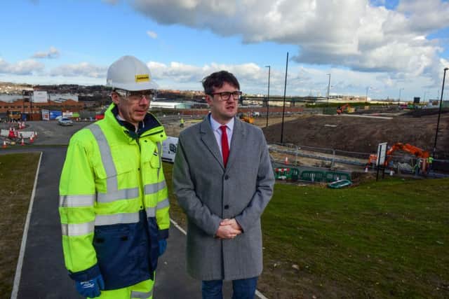 Stephen McCaffrey Project Director of the new bridge and Coun.Michael Mordey at the junction at Pallion Retail Park, Sunderland, where drivers are ignoring traffic signs and lights.