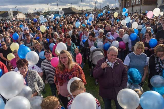 The vigil held at the entrance to Seaham Marina held in July after Megan Bell's death.