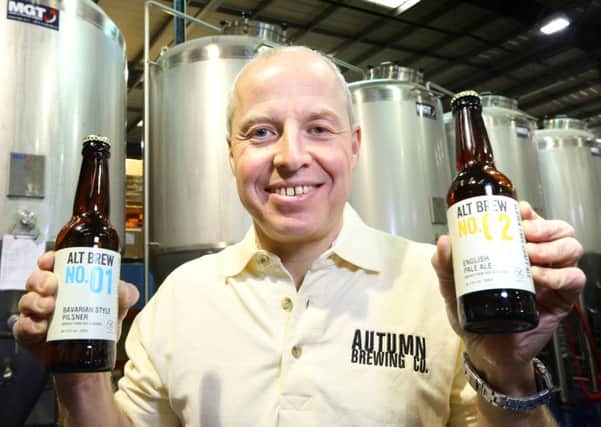Peter Briggs with the first two brews from his Seaham business.