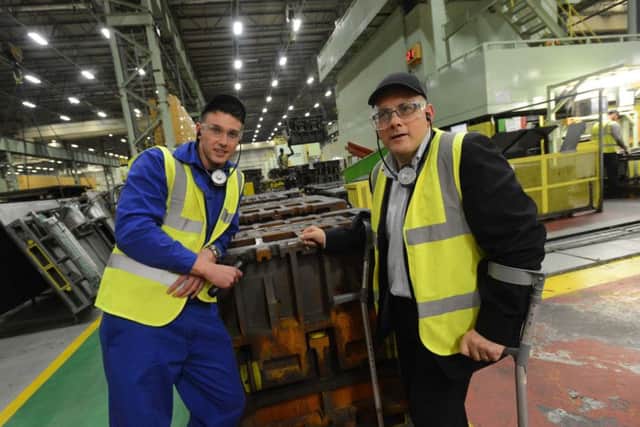 Apprentice Ambassador Rhys Goulden with Skills Minister Robert Halfon on a visit to Unipres