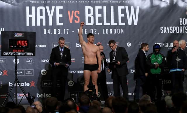 Jake Bonnalie during the weigh-in at The O2, London.