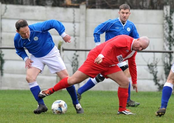 Hylton CW (red) take on Dubmire in the Over-40s League last weekend