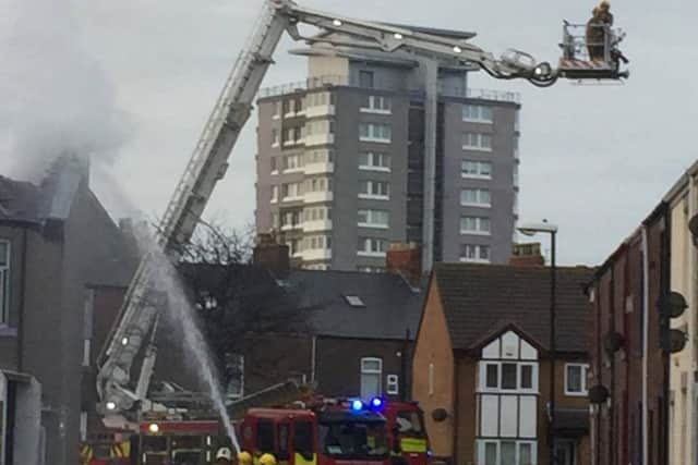 A fire on the corner of Cooper Street and Horatio Street in Roker. Picture: Gary Pickering.