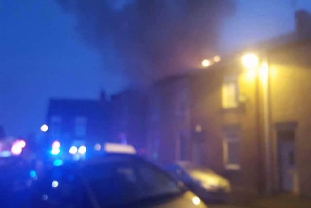 The dramatic scene which greeted firefighters this morning. Pic: Chris Ward.
