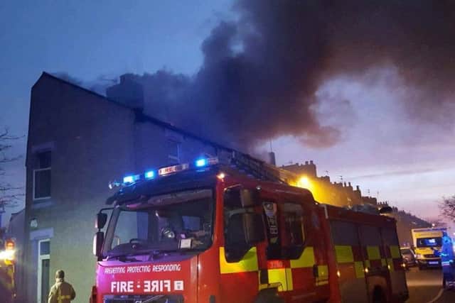 The dramatic scene which greeted firefighters this morning. Pic: Chris Ward.
