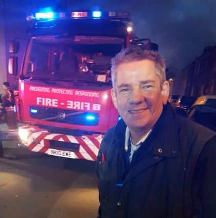 Alfie Romero at the scene of the fire in Roker. Pic: Chris Ward.