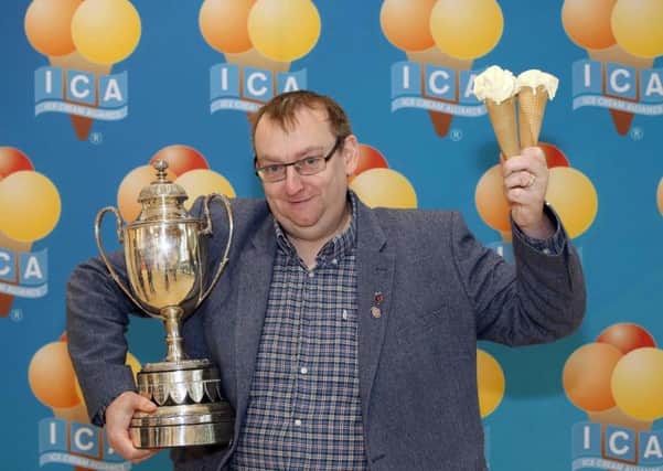 Carl Thompson of Lickety Split after it won the Silver Challenge Cup for its artisan ice cream in the 2017 National Ice Cream Competition.