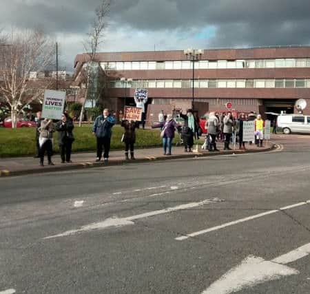 Supporters of Wearside Women in Need outside Sunderland Civic Centre earlier in March.