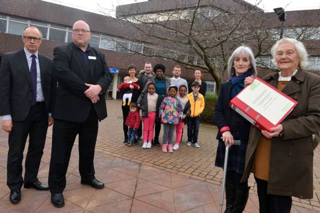 The domestic violence petition hand over to Sunderland City Council at the start of this month.
From left  Housing support and community living Alan Caddick, cabinet member for health, housing and adult services Coun Graeme Miller, WWIN director Clare Phillipson and WWIN chairman Doris Maddison.