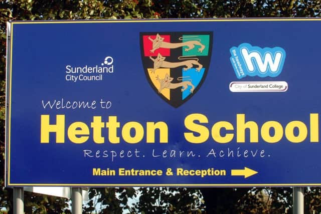 The sign outside Hetton School's old building.