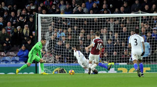 Sunderland defender Papy Djilobodji clears off the line to deny Ashley Barnes in December's 4-1 defeat at Burnley. Picture by Frank Reid