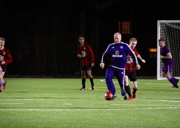 Former Sunderland captain Kevin Ball in action at the opening of a new Durham University sports pitch. Pic by Jamie Owens.