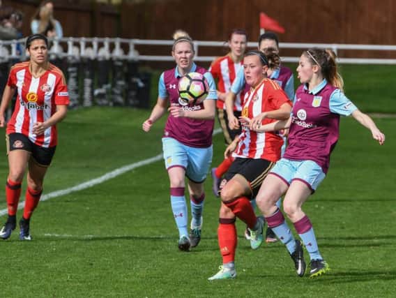 Dominique Bruinenberg in action for Sunderland Ladie in their 3-2 FA Cup win over Aston Villa