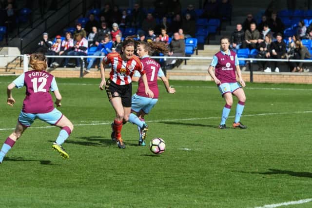 Maddie Hill in action for Sunderland Ladies against Aston Villa on Sunday