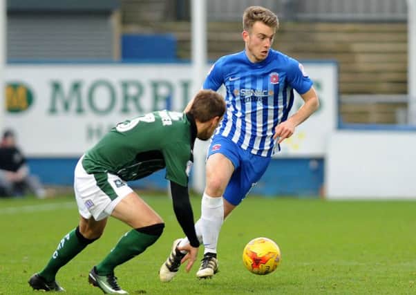 Pools' Rhys Oates takes on Plymouth