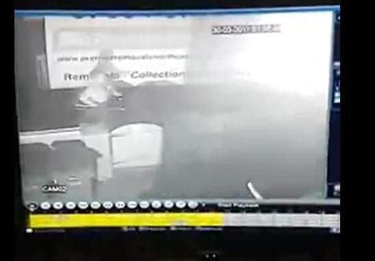 CCTV footage of the blaze, where neighbours can be seen helping to put out the fire.