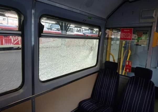 Photos by the British Transport Police show the aftermath of the damage caused to the train.