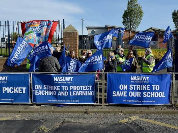 Teachers stage their third strike at Highfield Community Primary School.