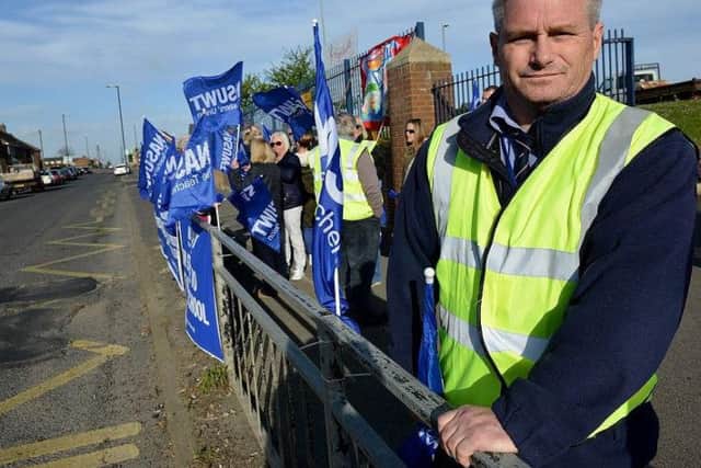 John Hall, national executive with the NASUWT, on the picket line at Highfield Community Primary School.