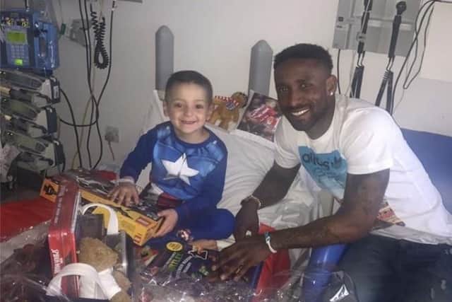 Bradley Lowery was overjoyed to see Jermain Defoe when he visited him in Newcastle's Royal Victoria Infirmary.