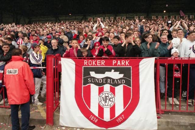 Sunderland  fans on the Fulwell End for the last game at Roker Park.